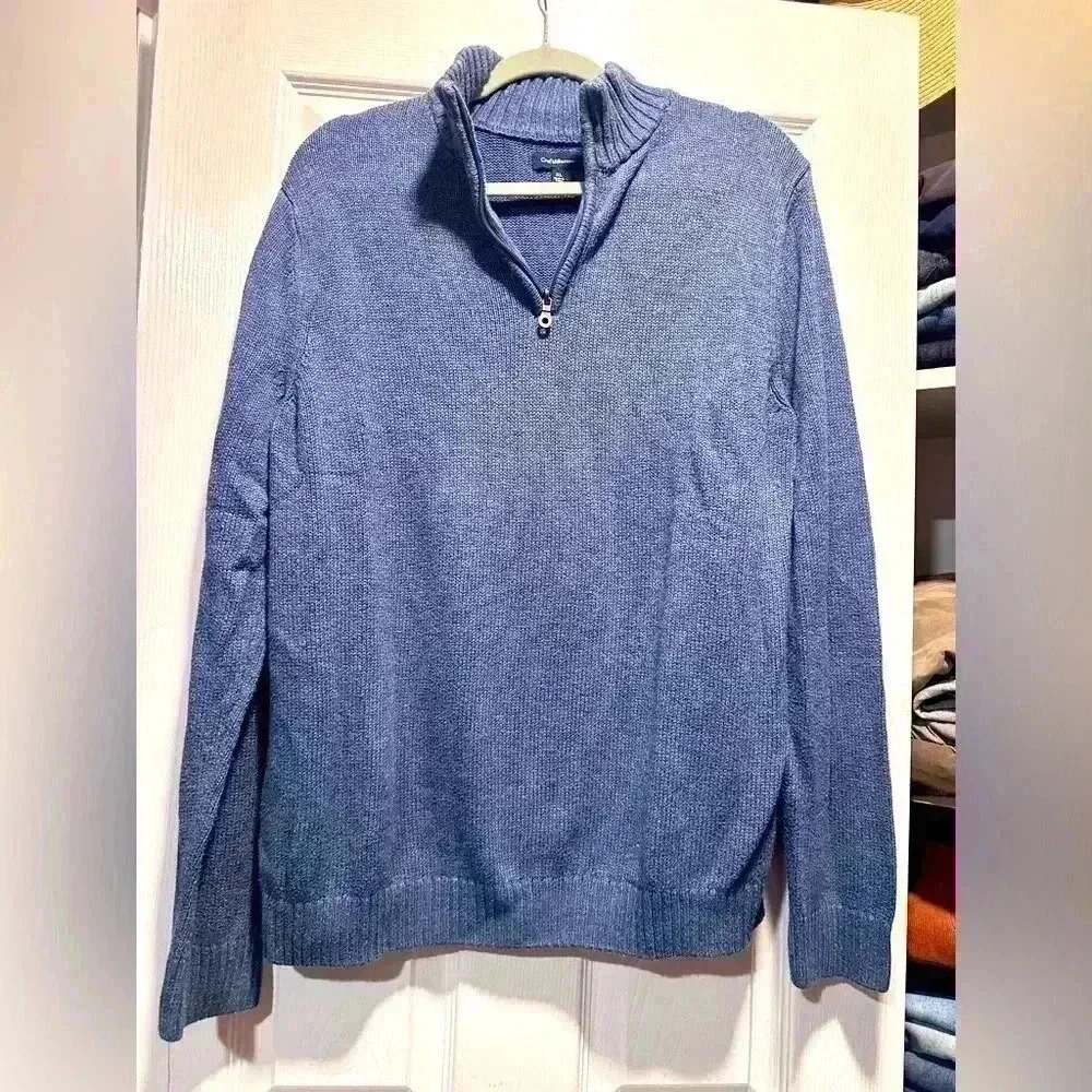 Croft & Barrow Blue Half-Zip Sweater, Size XL, Cozy Knit, Classic Winter Style